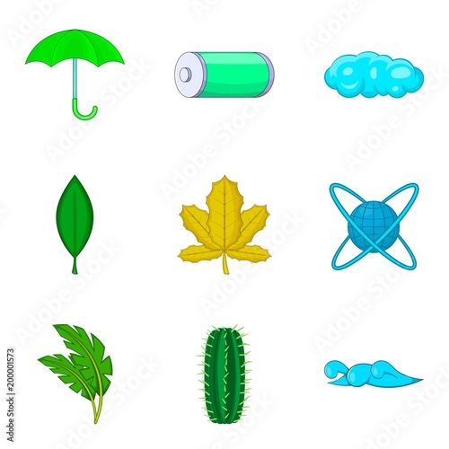 Water energy icons set, cartoon style