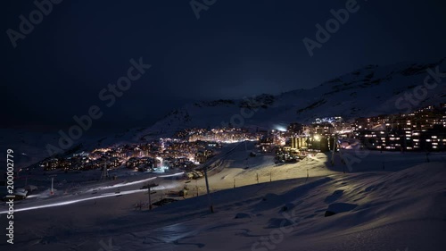 Timelapse of Val Thorens at night photo