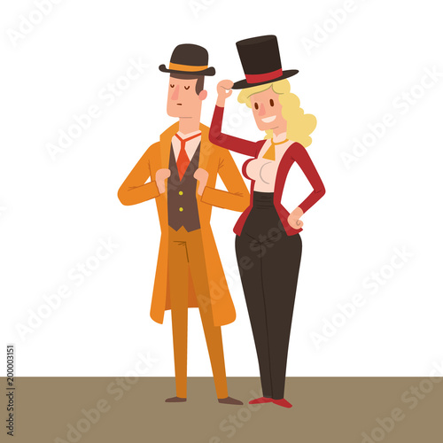 Vintage victorian cartoon gents retro people vector. Style fashion old people victorian gentleman clothing antique century character victorian gent people vintage wild west man and woman style