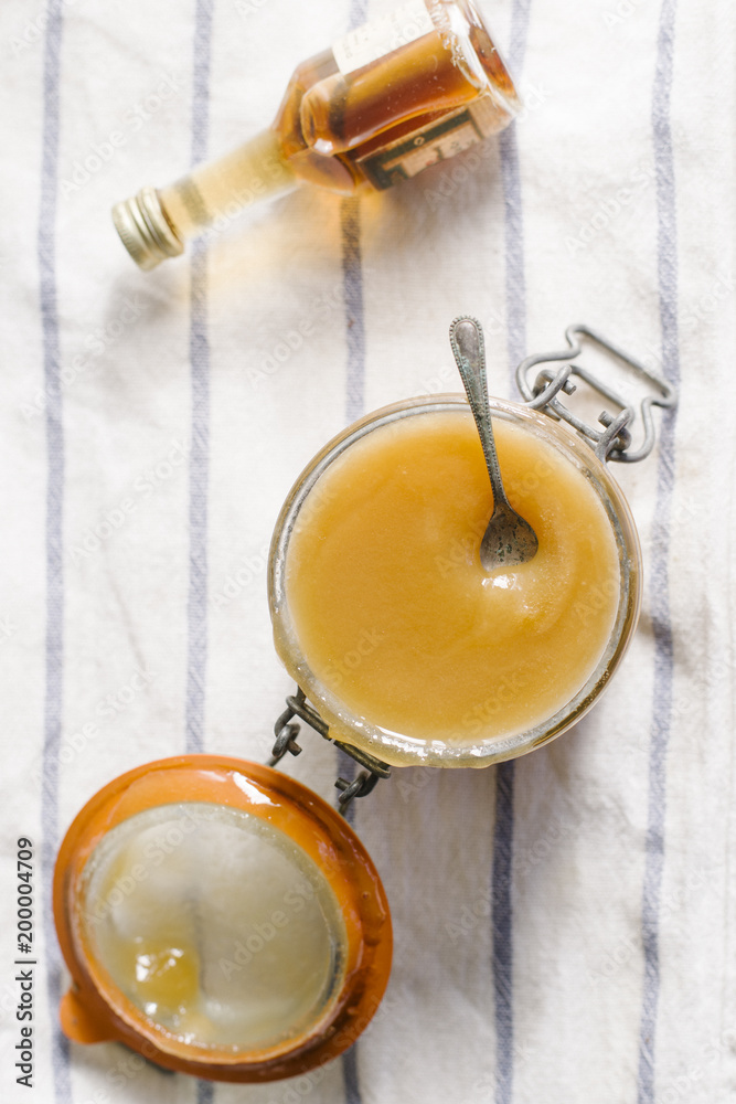 Honey custard made with honey, lime and brandy Honey custard made with honey, lime and brandy