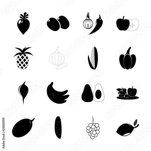 Fruits And Vegetables with citus, dredge corn and cherry