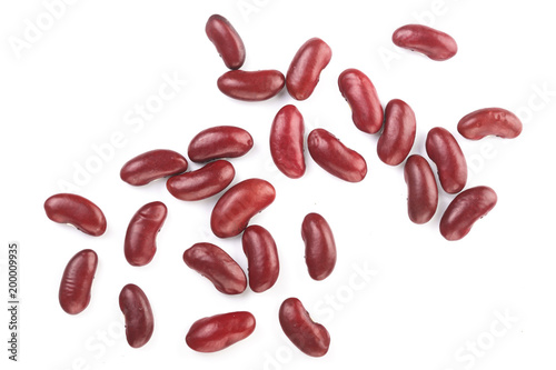 red kidney bean isolated on white background. Top view. Flat lay