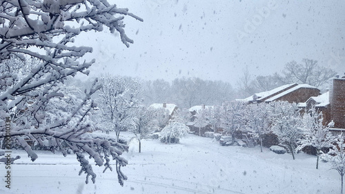 Heavy Snow storm in a New Jersey village photo