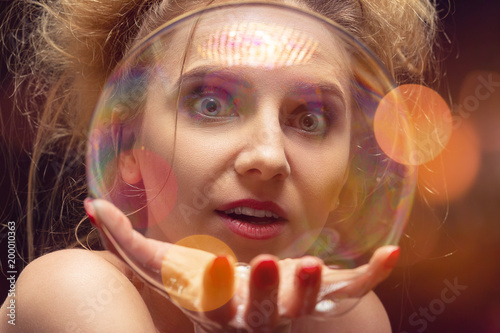girl with soap bubbles