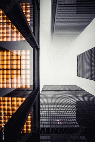 Canvas Print Tall buildings in fog, Toronto