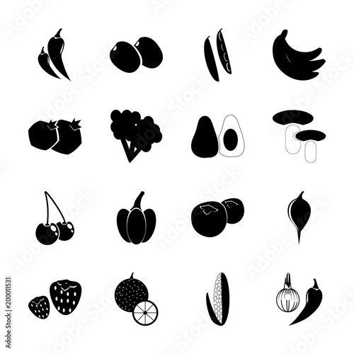Fruits And Vegetables with sprout, mango tree and navel