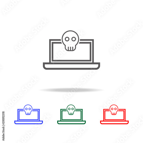 Email with malware and laptop concept icon. Elements of cyber security multi colored icons. Premium quality graphic design icon. Simple icon for websites, web design, mobile app