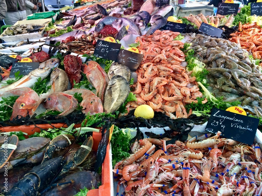 Seafood in Aix-en-Provence market day