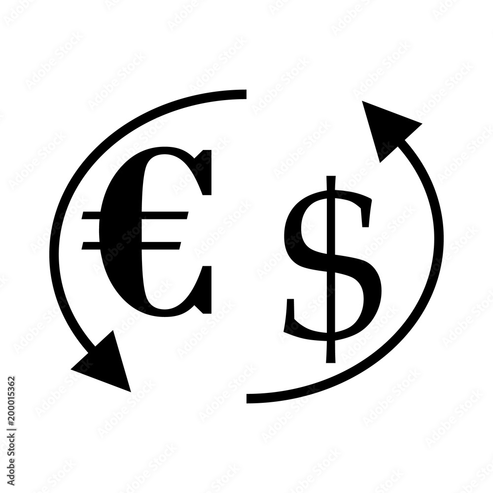 icon Currency with bank, forex, dollar, euro and euro usd exchange icon Currency with bank, forex, dollar, euro and euro usd exchange