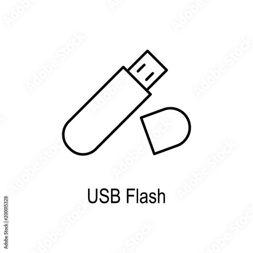 USB flash storage icon. Element of computer part for mobile concept and web apps. Thin line  icon for website design and development, app development. Premium icon