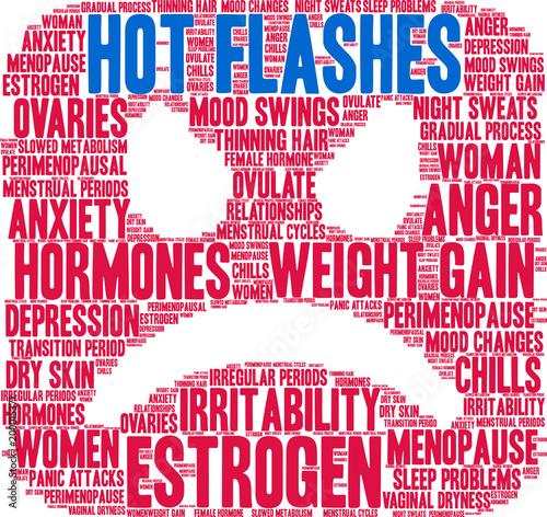 Hot Flashes Word Cloud on a white background. 