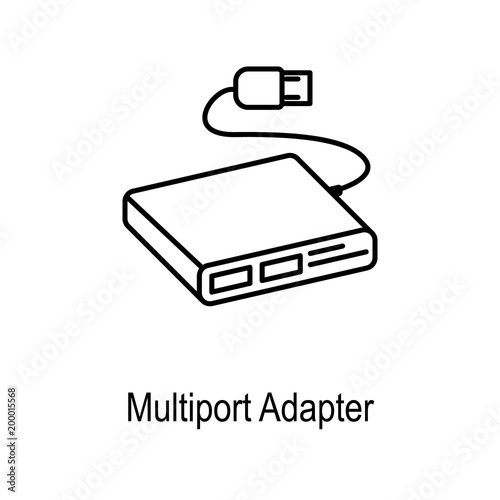 Multiport adapter icon. Element of computer part for mobile concept and web apps. Thin line  icon for website design and development, app development. Premium icon
