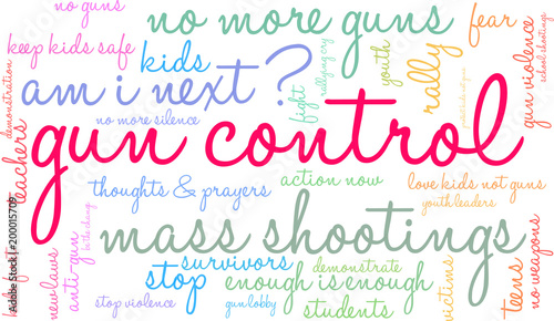 Gun Control Word Cloud on a white background. 