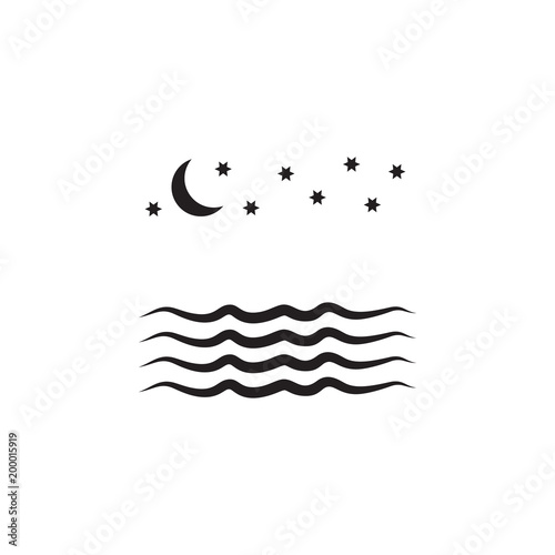 night sea icon. Element of landscape illustration. Premium quality graphic design icon. Signs and symbols collection icon for websites, web design, mobile app