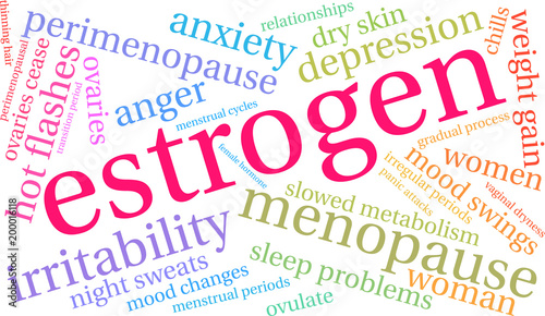 Estrogen word cloud on a white background. 