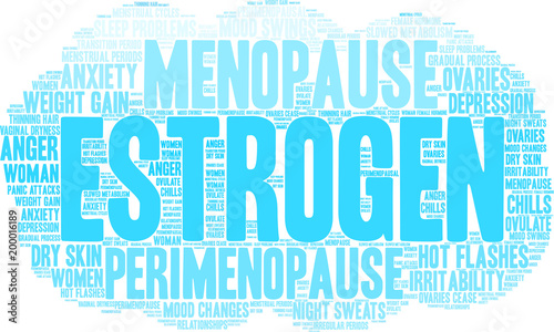 Estrogen Word Cloud on a white background.  photo