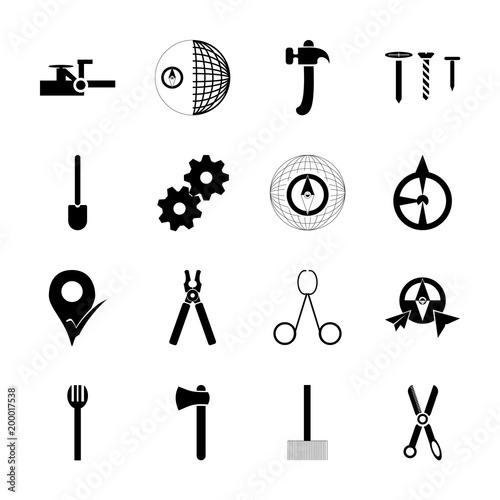 icon Instruments And Tools with element, haircut, north, nippers and kitchen