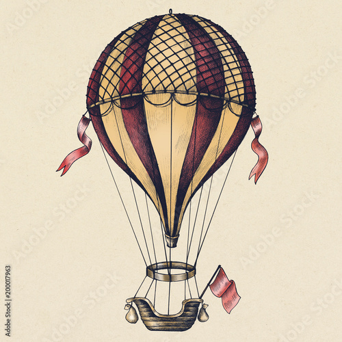 Photography Hot air balloon vintage style illustration