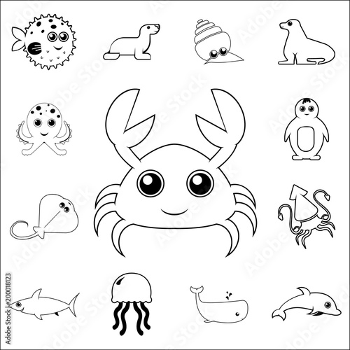 crab icon. Detailed set of sea animal outline icons. Premium quality graphic design icon. One of the collection icons for websites, web design, mobile app