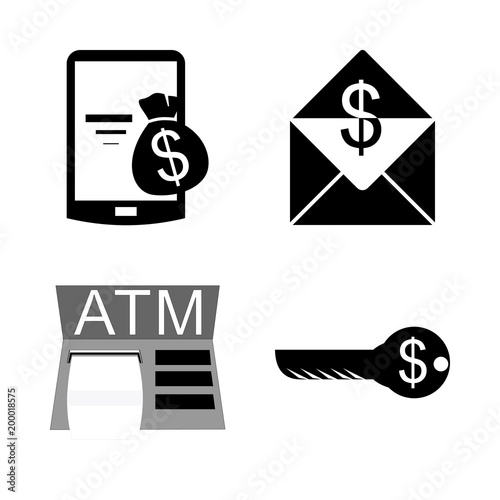 icon Currency with envelope, dollar, finance, cash and electron payment