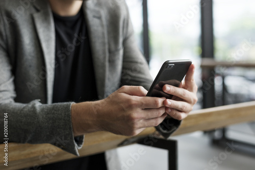 Man using his mobile phone