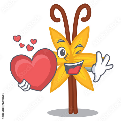 With heart vanilla mascot cartoon style