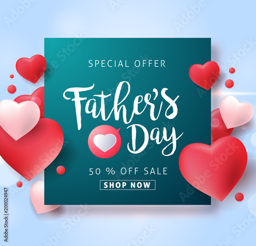 Fathers day sale background poster banner. Vector illustration.