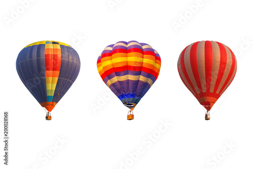 Triple hot air balloons isolated on white background