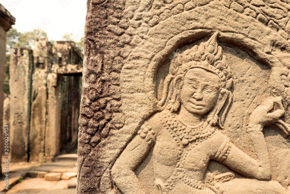 Stone Statues At Angkor Thom, Cambodia