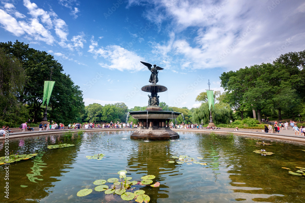 Bethesda Pool and its famous statue in Central Park in New York City on