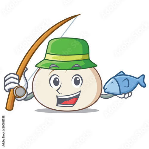 Fishing dimsum mascot cartoon style