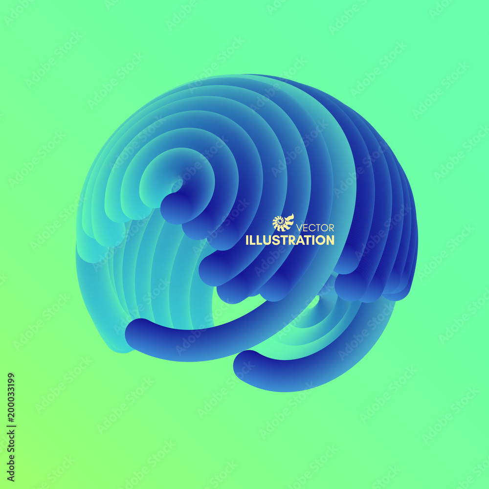 Obraz premium Sphere. 3D Abstract wavy illustration with dynamic effect.