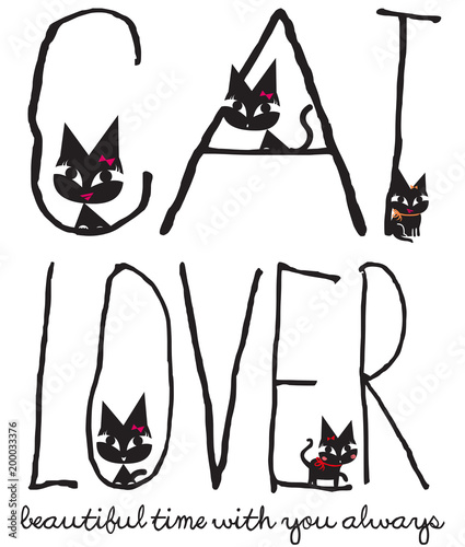 stock illustration cute cat lover
