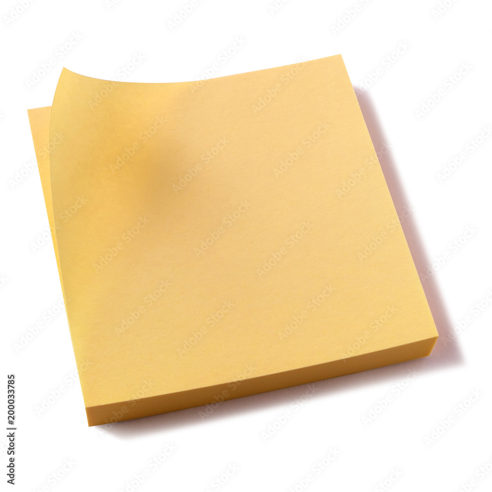 Yellow sticky post it note pad isolated on white background photo Yellow sticky post it note pad isolated on white background photo
