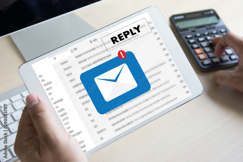 reply the message email on computer Businessman is working to important reminder reply the message email on computer Businessman is working to important reminder