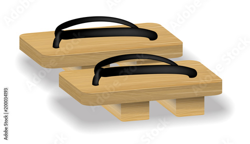 japan geta shoes footwaer on white background