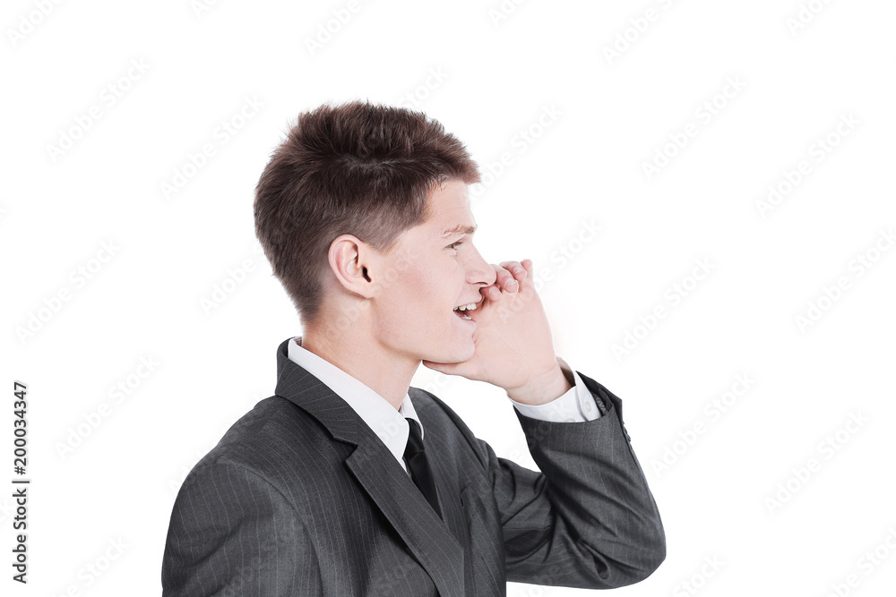closeup.Manager talking on his mobile phone. closeup.Manager talking on his mobile phone.