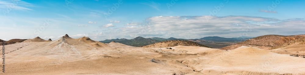 Panoramic view to mud volcanoes