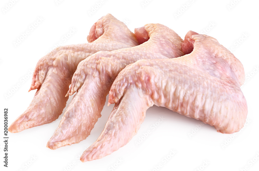 Raw chicken wings isolated on white background. Raw chicken wings isolated on white background.