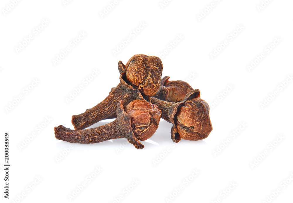 Spice cloves on white background Spice cloves on white background