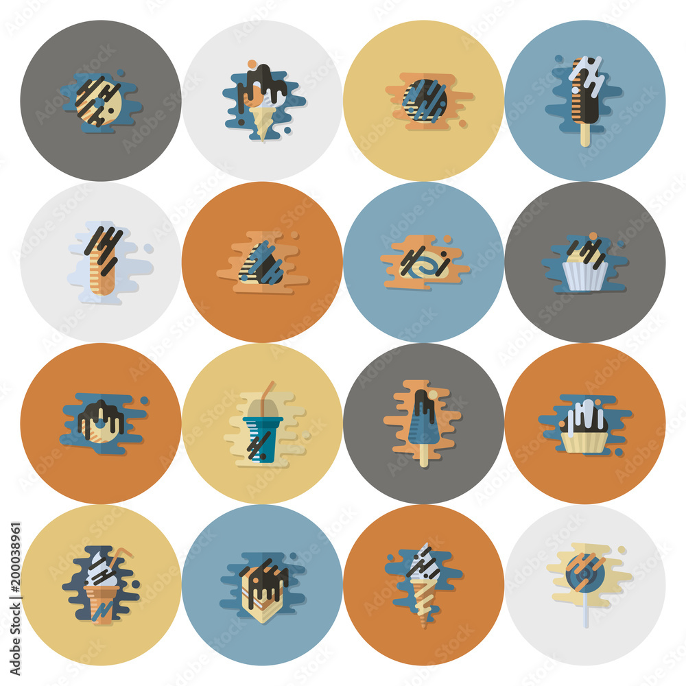Dessert Icon Set in Modern Flat Design Style Dessert Icon Set in Modern Flat Design Style