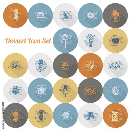 Dessert Icon Set in Modern Flat Design Style