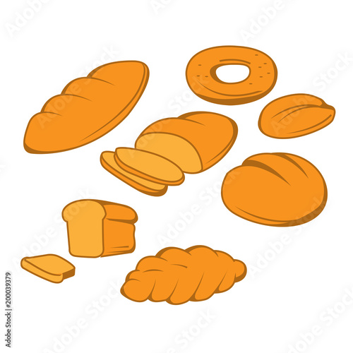 Baked goods - bread, buns and rolls with slices