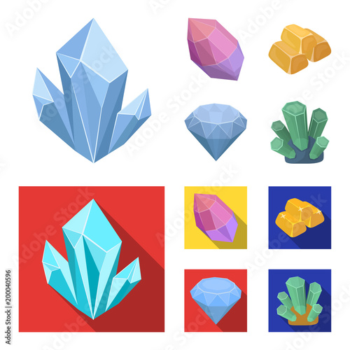 Crystals, minerals, gold bars. Precious minerals and jeweler set collection icons in cartoon,flat style vector symbol stock illustration web.