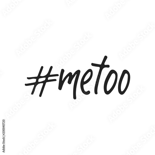 Metoo hashtag - hand drawn lettering phrase isolated on the black background. Fun brush ink vector illustration for banners, greeting card, poster design.