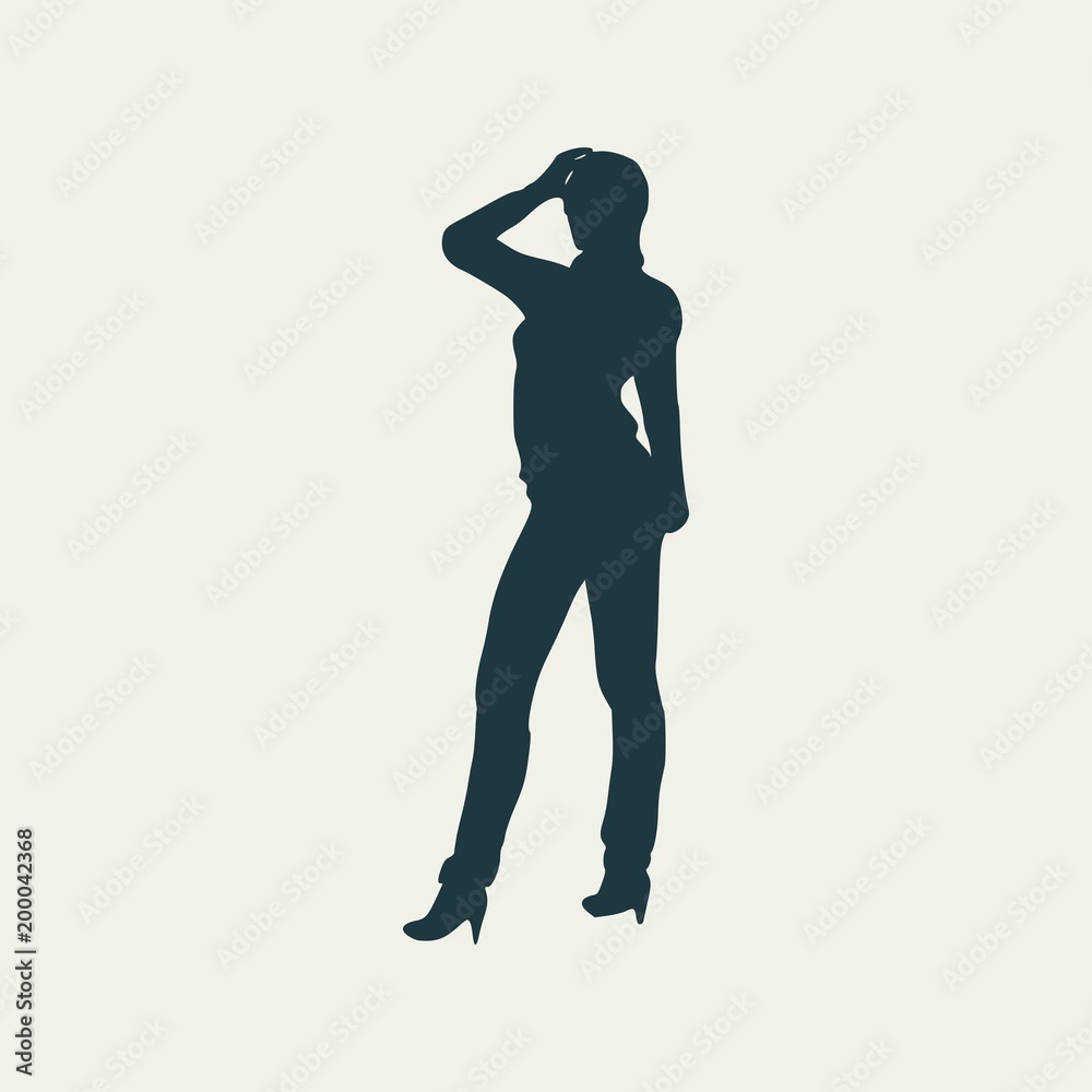 Silhouette of business woman wearing the suit. Silhouette of business woman wearing the suit.