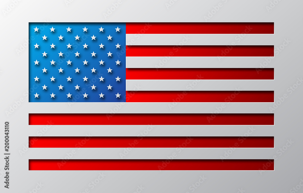 The US Flag is carved from paper. Vector illustration. The US Flag is carved from paper. Vector illustration.