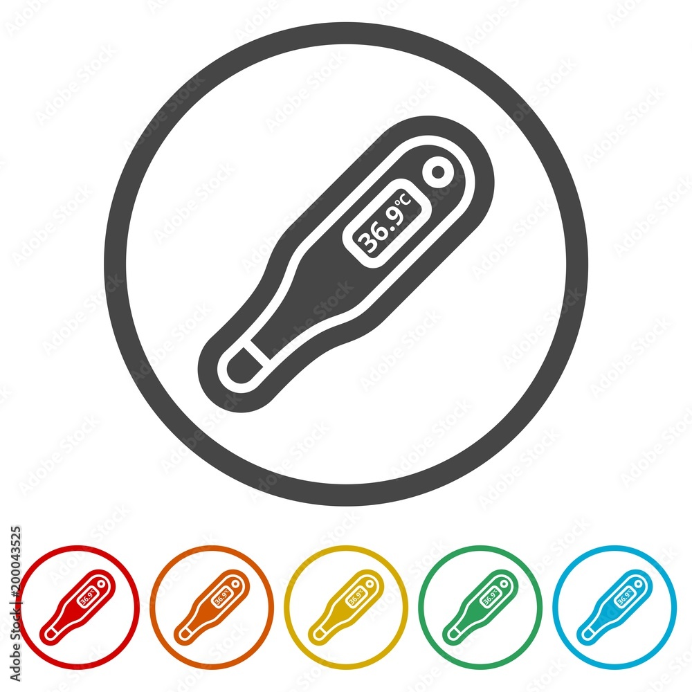 Thermometer icon, Modern thermometer, Medical thermometer, 6 Colors Included Thermometer icon, Modern thermometer, Medical thermometer, 6 Colors Included