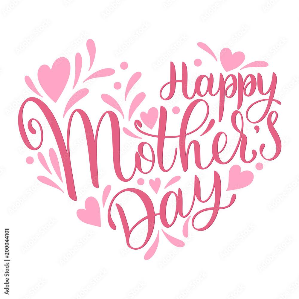 Happy mother Day lettering. Greeting Card Design. Hand Drawn Text