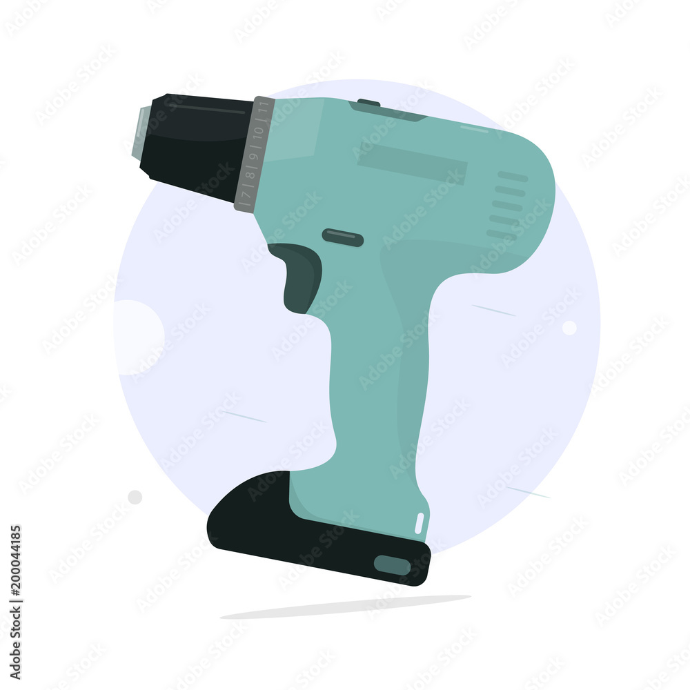 Cordless screwdriver. Cartoon style. Cordless screwdriver. Cartoon style.